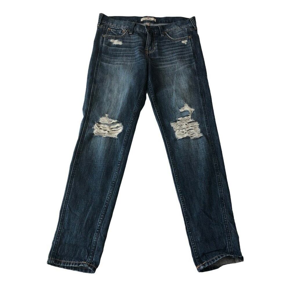 Hollister Womens Jeans Size 3 High Rise Distressed Denim Blue Jeans Dark Wash